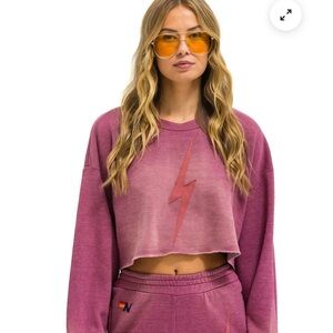 Aviator Nation Berry XS Cropped Sweatshirt